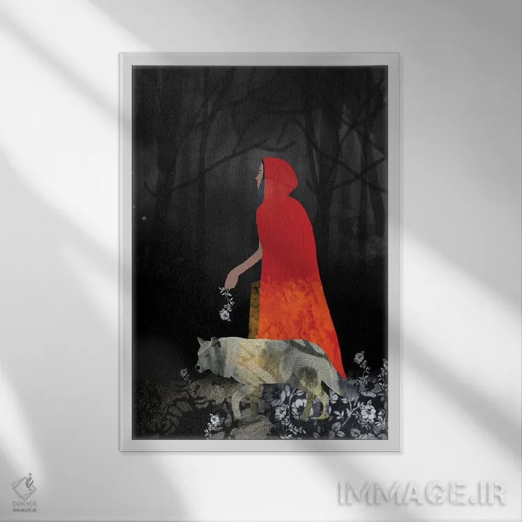 تابلو دکوراتیو قرمز اثر کلر وست وود - نمای قابدار سفید