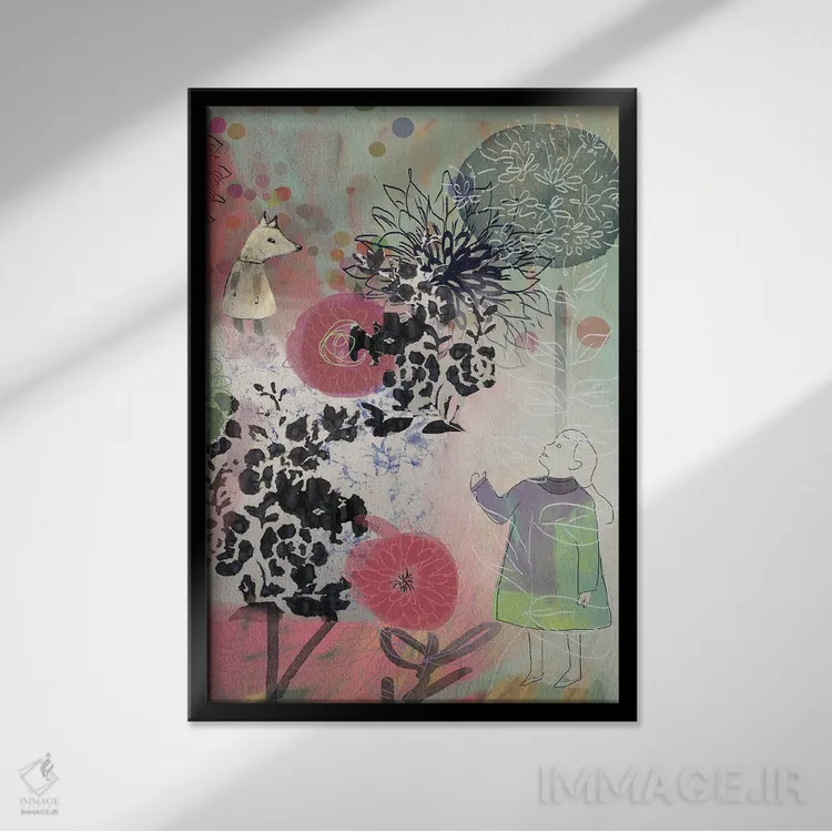 تابلو انتزاعی مرا ببین اثر کلر وست وود - نمای قابدار مشکی