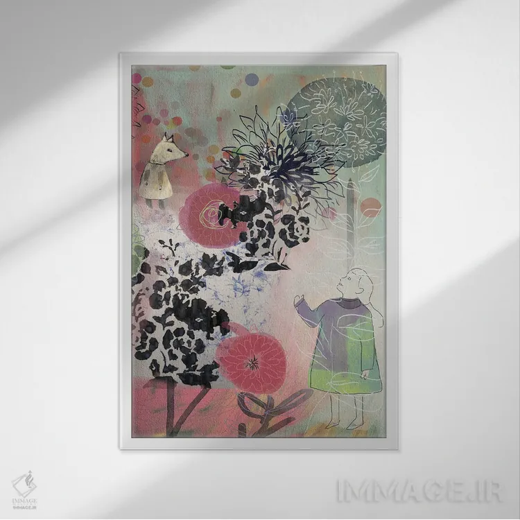 تابلو انتزاعی مرا ببین اثر کلر وست وود - نمای قابدار سفید