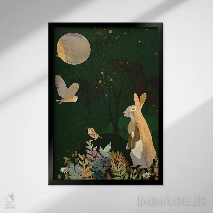 تابلو دکوراتیو ماه بهاری اثر کلر وست وود - نمای قابدار مشکی