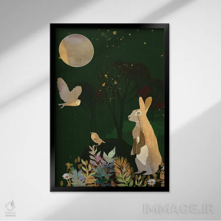 تابلو دکوراتیو ماه بهاری اثر کلر وست وود - نمای قابدار مشکی