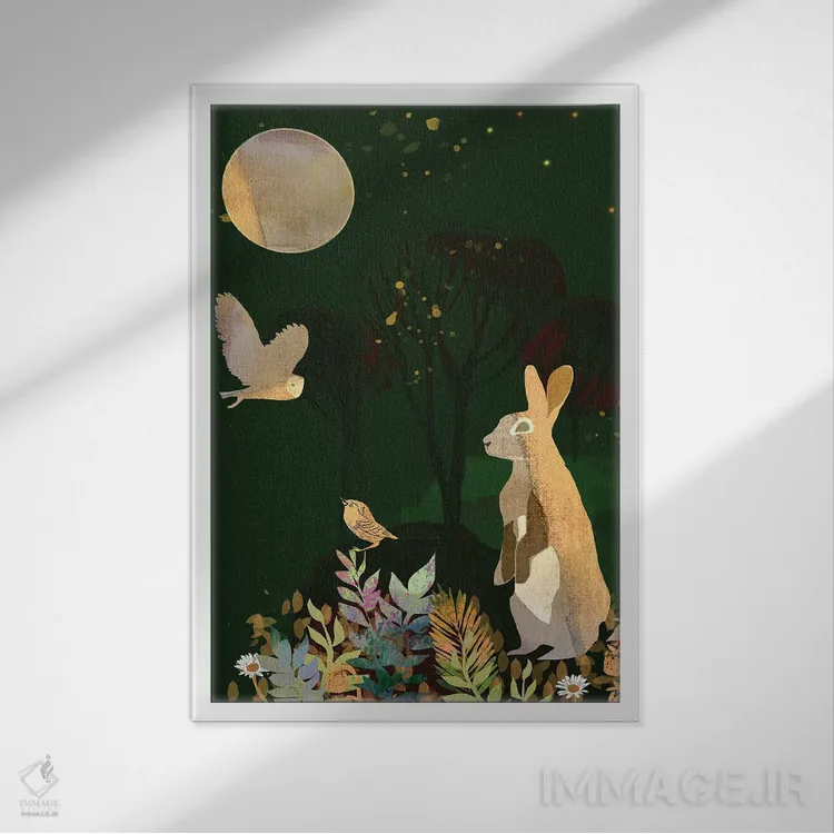 تابلو دکوراتیو ماه بهاری اثر کلر وست وود - نمای قابدار سفید