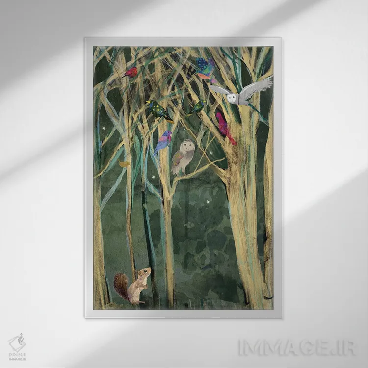 تابلو دکوراتیو سنجاب اثر کلر وست وود - نمای قابدار سفید