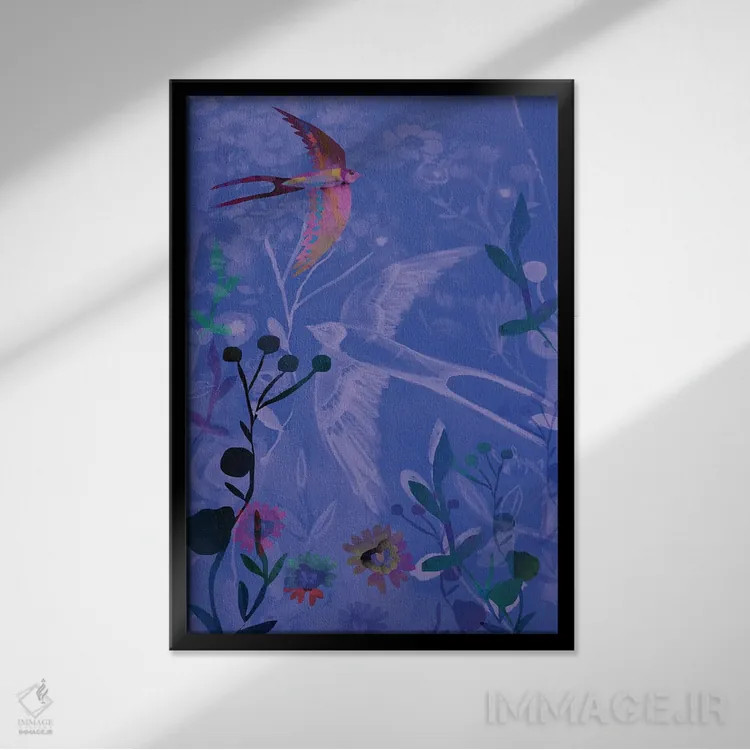 تابلو دکوراتیو پرستو اثر کلر وست وود - نمای قابدار مشکی