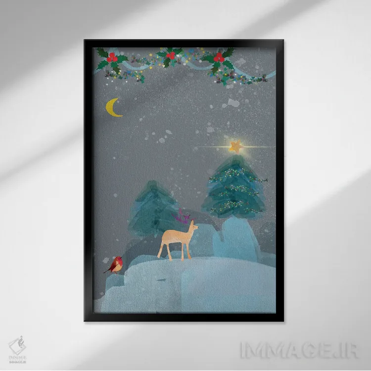 تابلو دکوراتیو ستاره و ماه اثر کلر وست وود - نمای قابدار مشکی