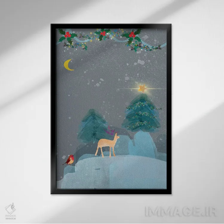 تابلو دکوراتیو ستاره و ماه اثر کلر وست وود - نمای قابدار مشکی