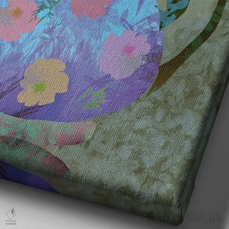تابلو دکوراتیو قوری اثر کلر وست وود - نمای نزدیک بافت بوم