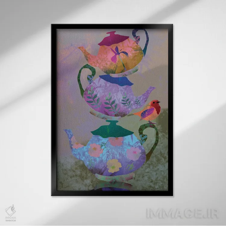 تابلو دکوراتیو قوری اثر کلر وست وود - نمای قابدار مشکی