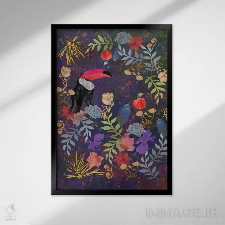 تابلو دکوراتیو توکان اثر کلر وست وود - نمای قابدار مشکی