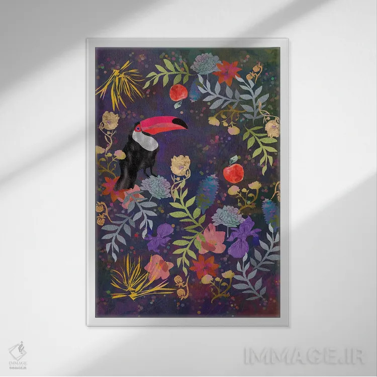 تابلو دکوراتیو توکان اثر کلر وست وود - نمای قابدار سفید