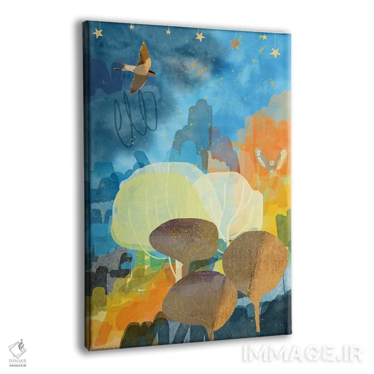 تابلو دکوراتیو درختان زرد اثر کلر وست وود - نمای پرسپکتیو محصول