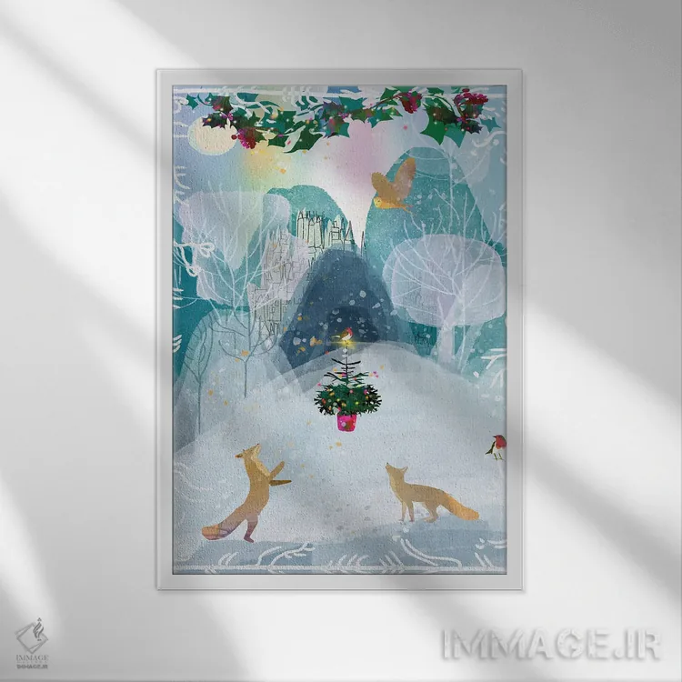 تابلو دکوراتیو درخت زمستانی اثر کلر وست وود - نمای قابدار سفید