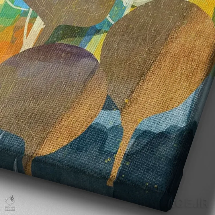 تابلو دکوراتیو درختان زرد اثر کلر وست وود - نمای نزدیک بافت بوم