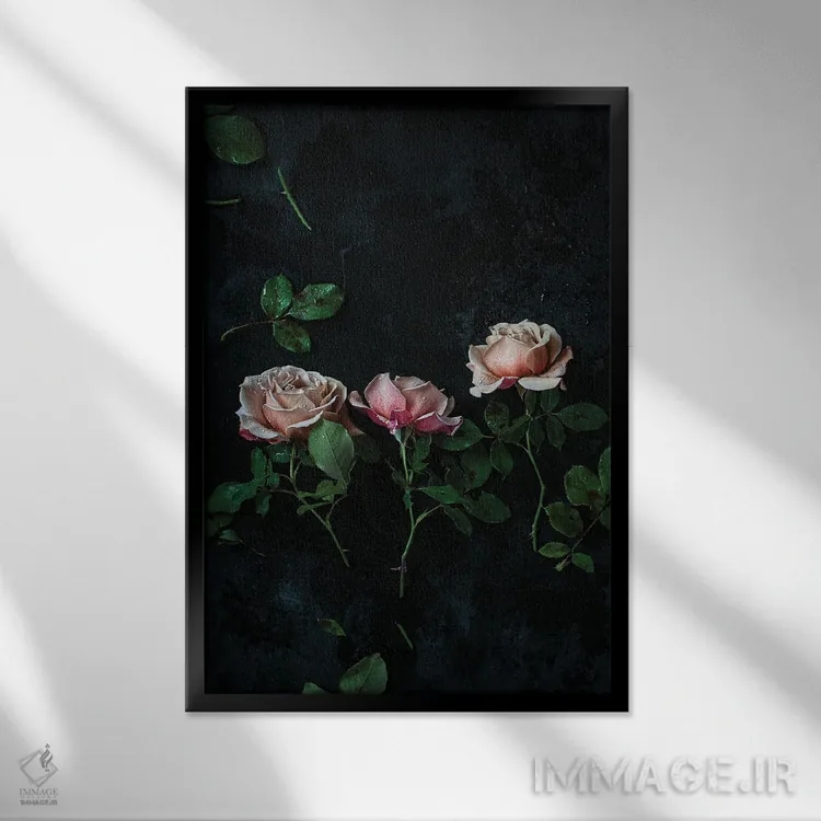 تابلو دکوراتیو رزهای کوکو لوکو اثر کورنلیا وبر - نمای قابدار مشکی