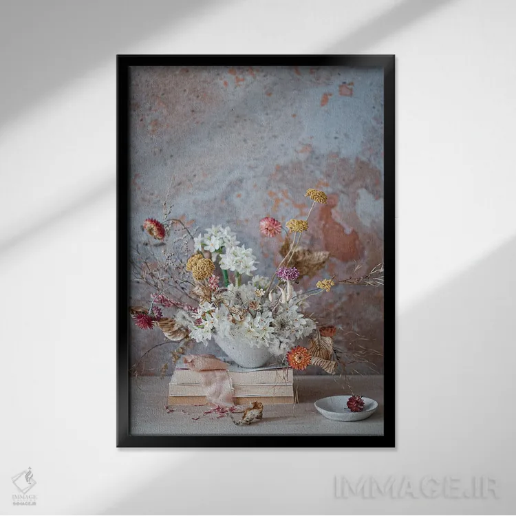 تابلو دکوراتیو نرگس کاغذی اثر کورنلیا وبر - نمای قابدار مشکی