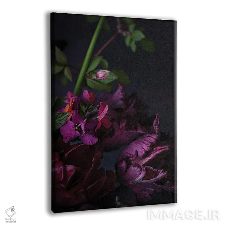 تابلو دکوراتیو لاله های طوطی سیاه اثر کورنلیا وبر - نمای پرسپکتیو محصول