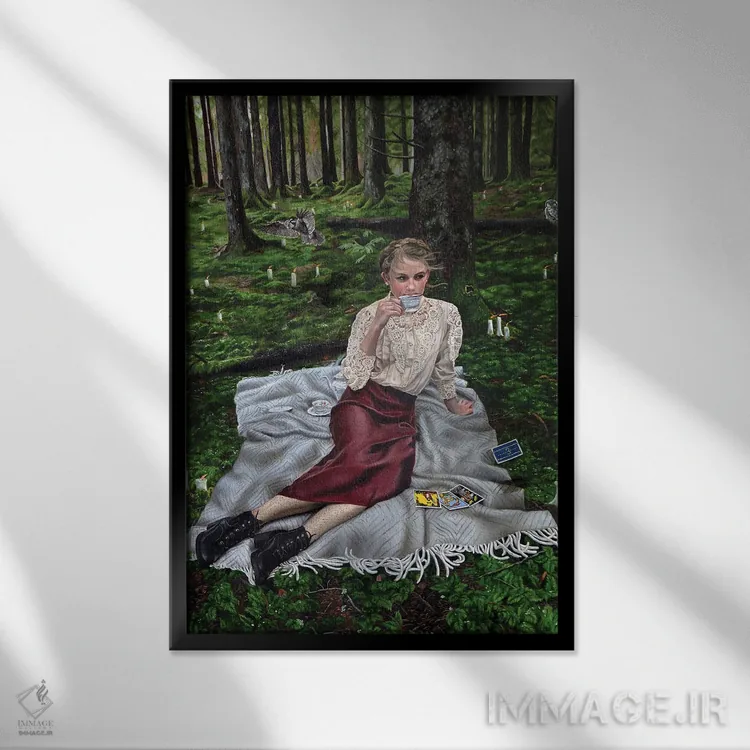 تابلو دکوراتیو طوفان در فنجان چای اثر کریستینا ریج وی - نمای قابدار مشکی