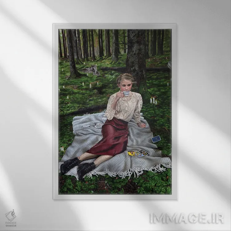 تابلو دکوراتیو طوفان در فنجان چای اثر کریستینا ریج وی - نمای قابدار سفید