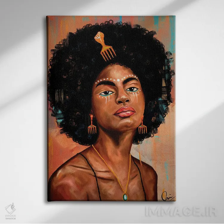 تابلو دکوراتیو آفرو کندی اثر کریکس توور ادوین - نمای روبهرو روی دیوار