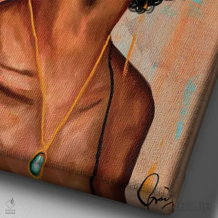 تابلو دکوراتیو آفرو کندی اثر کریکس توور ادوین - نمای نزدیک بافت بوم