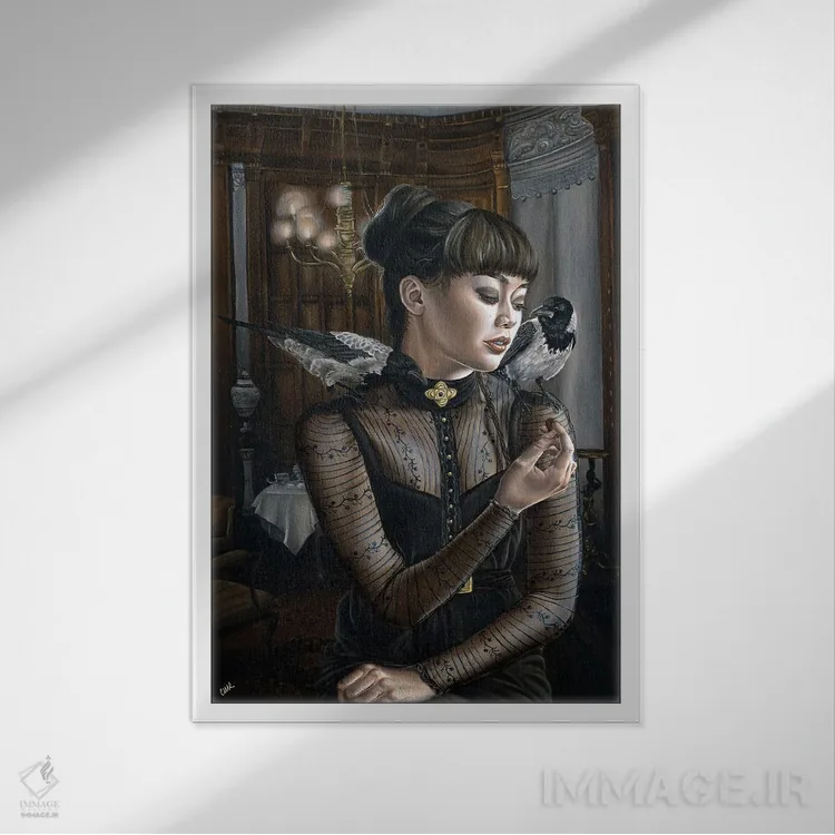 تابلو دکوراتیو غذادهنده اثر کریستینا ریج وی - نمای قابدار سفید