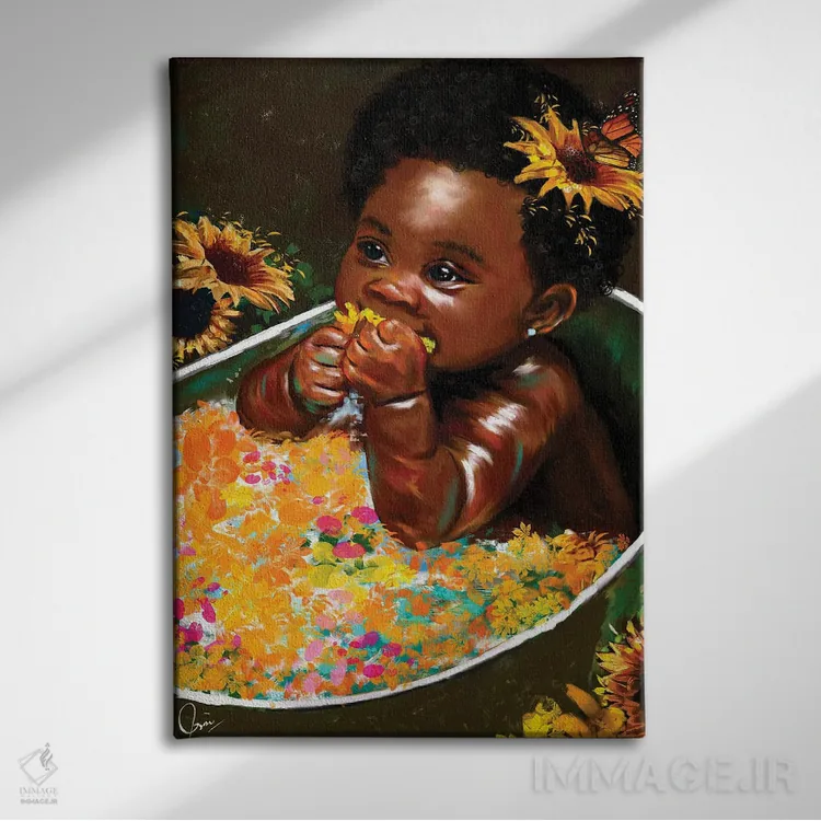 تابلو دکوراتیو دختر پوست قهوه ای "امید" اثر کریکس توور ادوین - نمای روبهرو روی دیوار