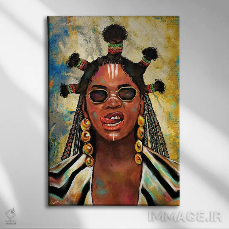 تابلو دکوراتیو بلک ایز کینگ بیانسه اثر کریکس توور ادوین - نمای روبهرو روی دیوار