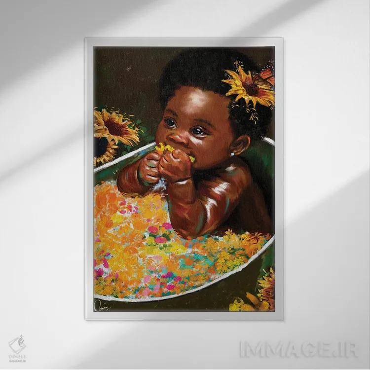 تابلو دکوراتیو دختر پوست قهوه ای "امید" اثر کریکس توور ادوین - نمای قابدار سفید