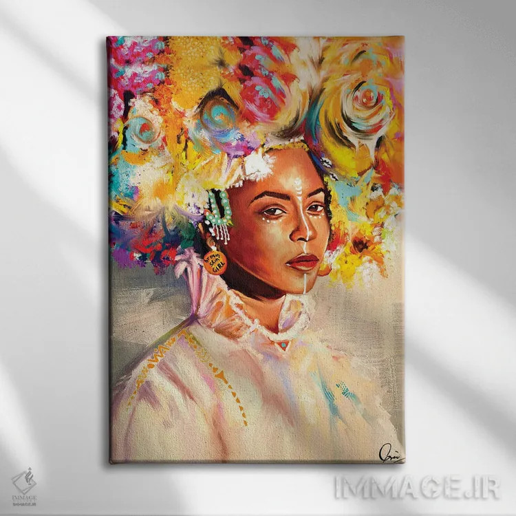 تابلو دکوراتیو دختر پوست قهوه ای اثر کریکس توور ادوین - نمای روبهرو روی دیوار