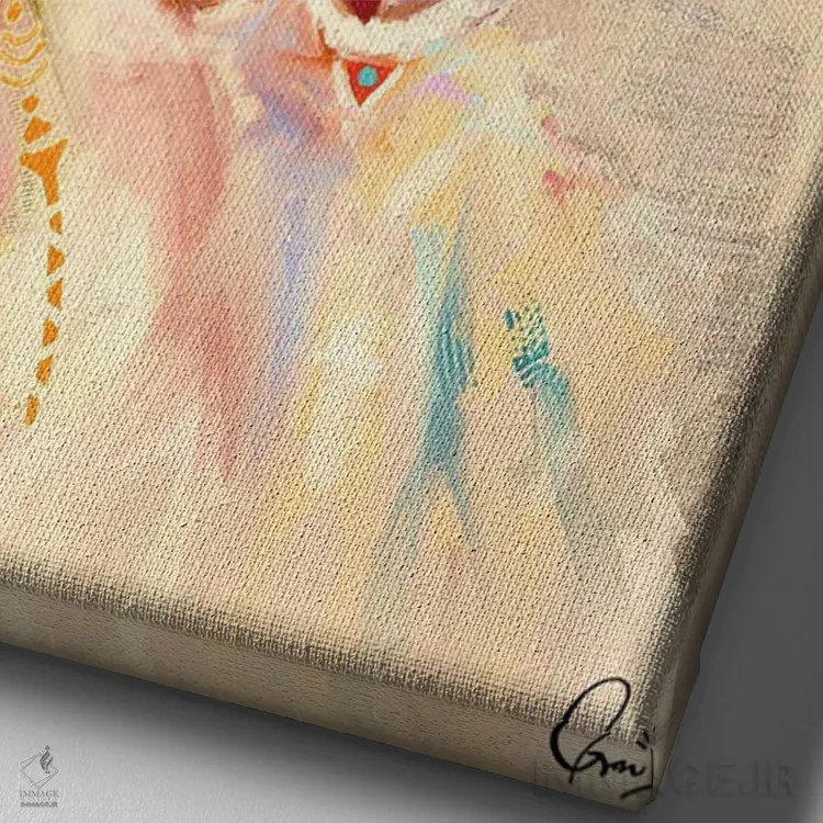 تابلو دکوراتیو دختر پوست قهوه ای اثر کریکس توور ادوین - نمای نزدیک بافت بوم