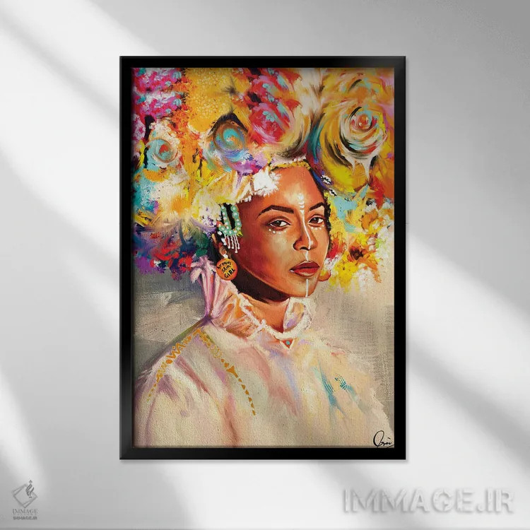 تابلو دکوراتیو دختر پوست قهوه ای اثر کریکس توور ادوین - نمای قابدار مشکی
