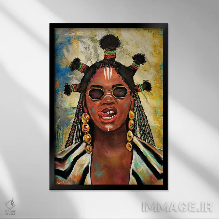 تابلو دکوراتیو بلک ایز کینگ بیانسه اثر کریکس توور ادوین - نمای قابدار مشکی