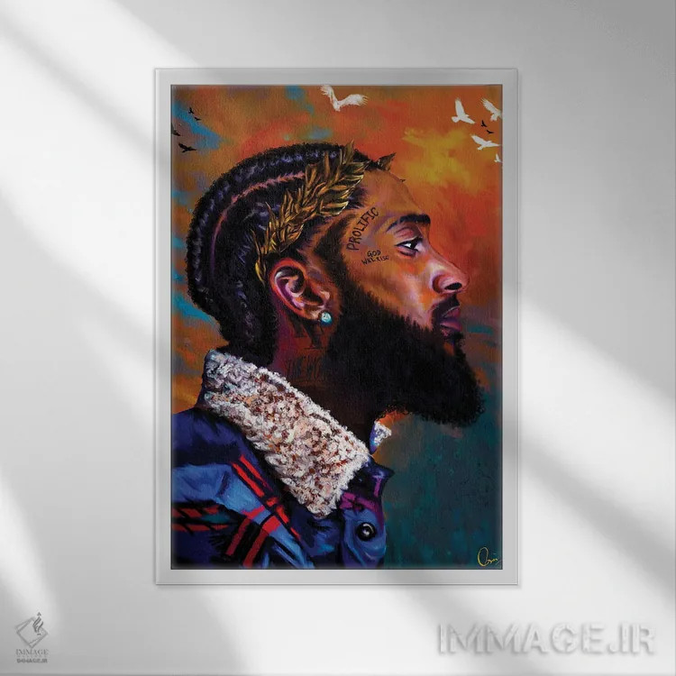 تابلو دکوراتیو نیپسی هاسل اثر کریکس توور ادوین - نمای قابدار سفید