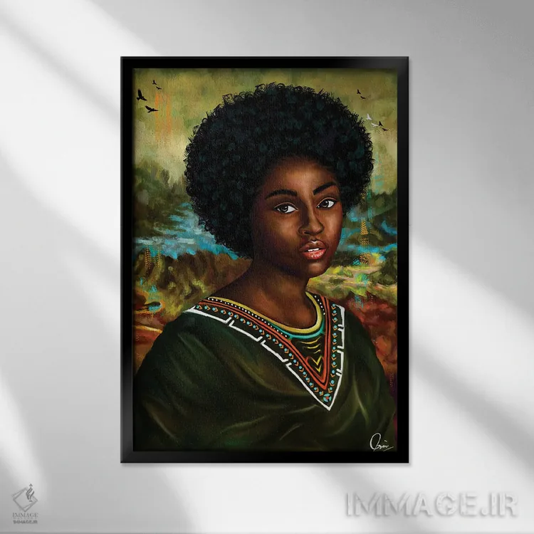 تابلو دکوراتیو مونالیزای ملانین اثر کریکس توور ادوین - نمای قابدار مشکی