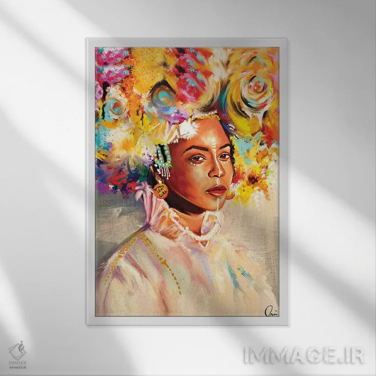 تابلو دکوراتیو دختر پوست قهوه ای اثر کریکس توور ادوین - نمای قابدار سفید