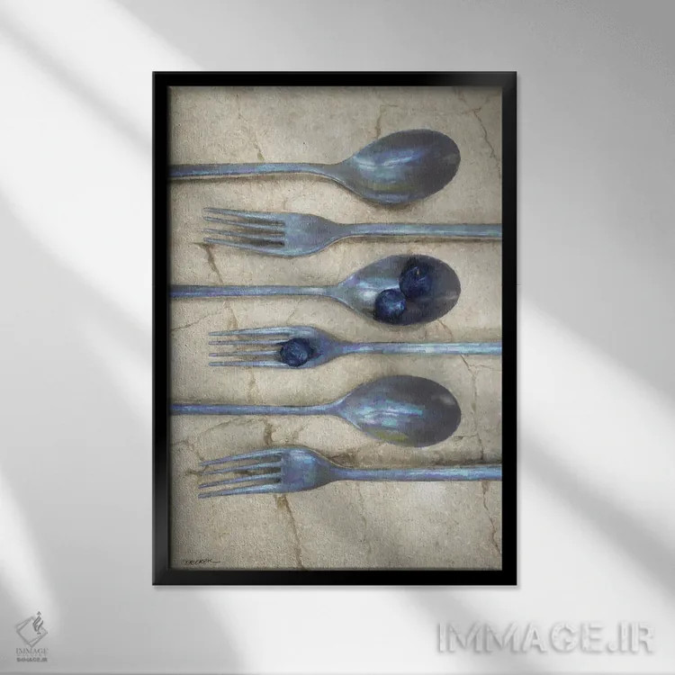 تابلو دکوراتیو آشپزی ۱ اثر سینتیا دکر - نمای قابدار مشکی