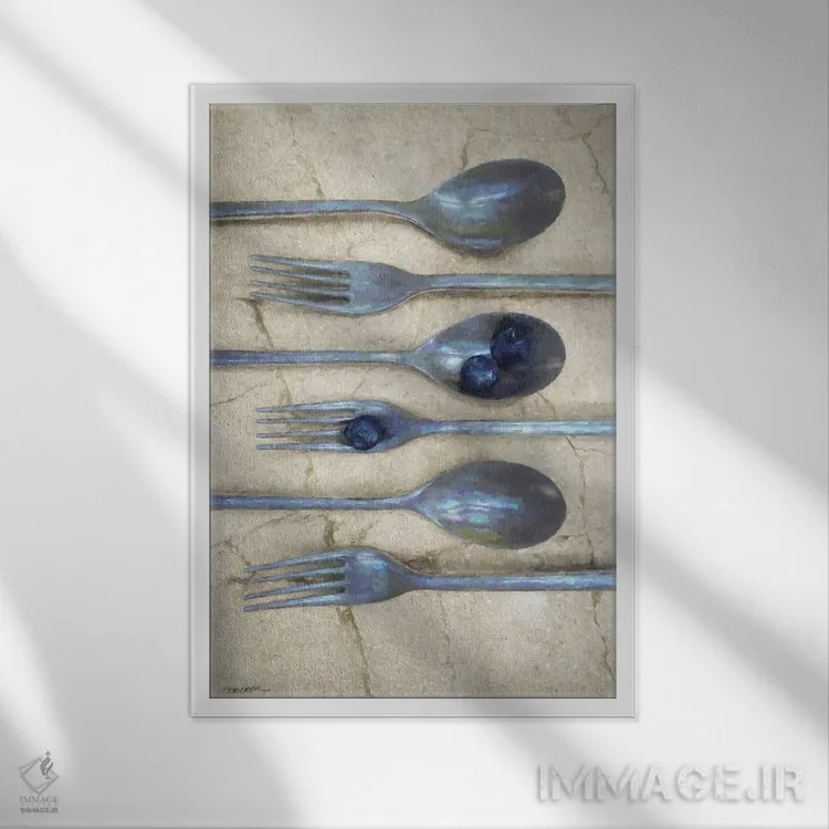 تابلو دکوراتیو آشپزی ۱ اثر سینتیا دکر - نمای قابدار سفید