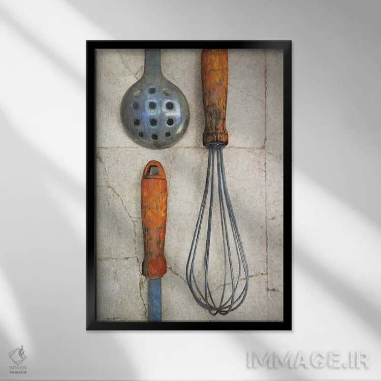 تابلو دکوراتیو آشپزی ۲ اثر سینتیا دکر - نمای قابدار مشکی