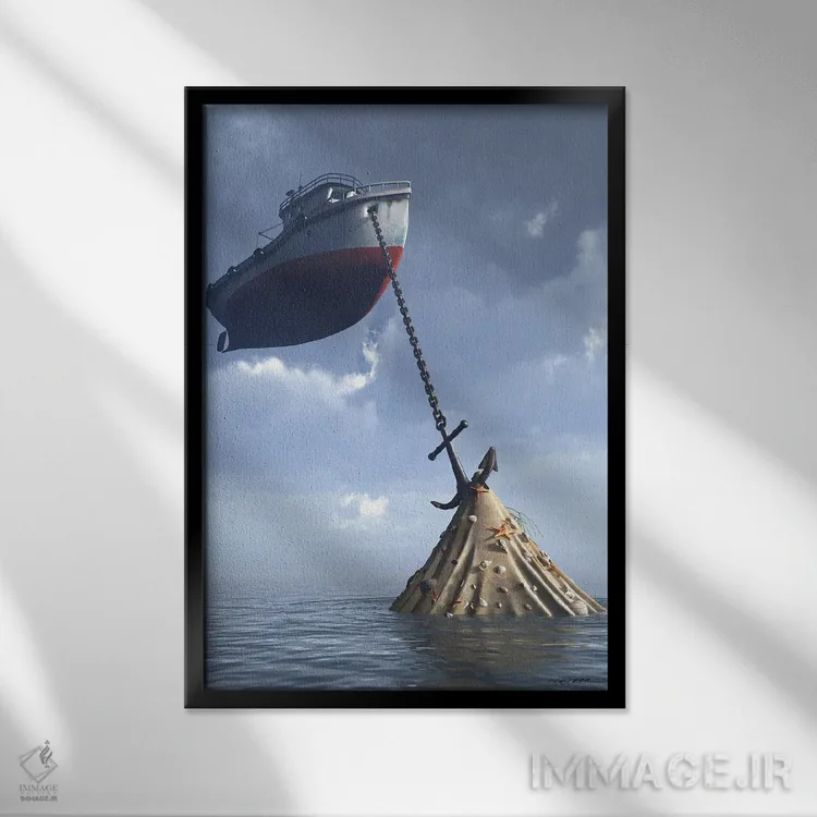 تابلو دکوراتیو حوضچه خشکی اثر سینتیا دکر - نمای قابدار مشکی