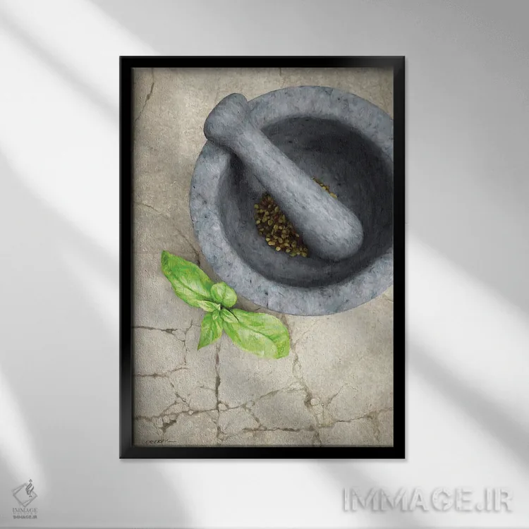 تابلو دکوراتیو آشپزی ۳ اثر سینتیا دکر - نمای قابدار مشکی