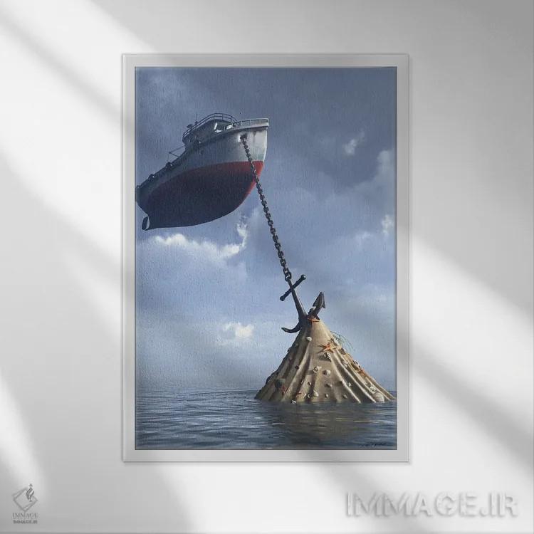 تابلو دکوراتیو حوضچه خشکی اثر سینتیا دکر - نمای قابدار سفید