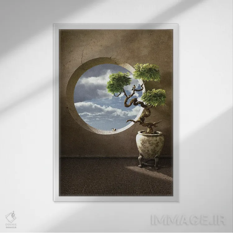 تابلو دکوراتیو هایکو اثر سینتیا دکر - نمای قابدار سفید