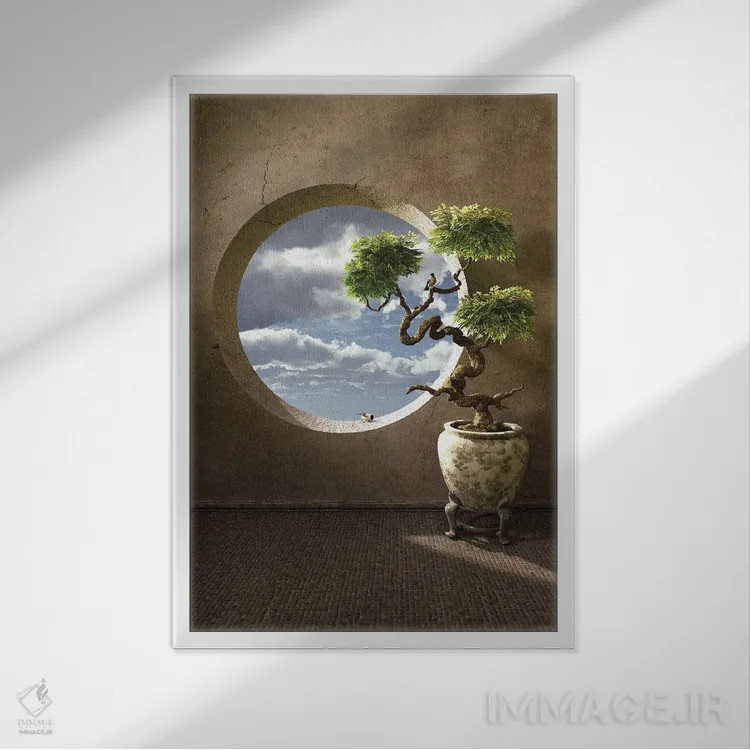 تابلو دکوراتیو هایکو اثر سینتیا دکر - نمای قابدار سفید