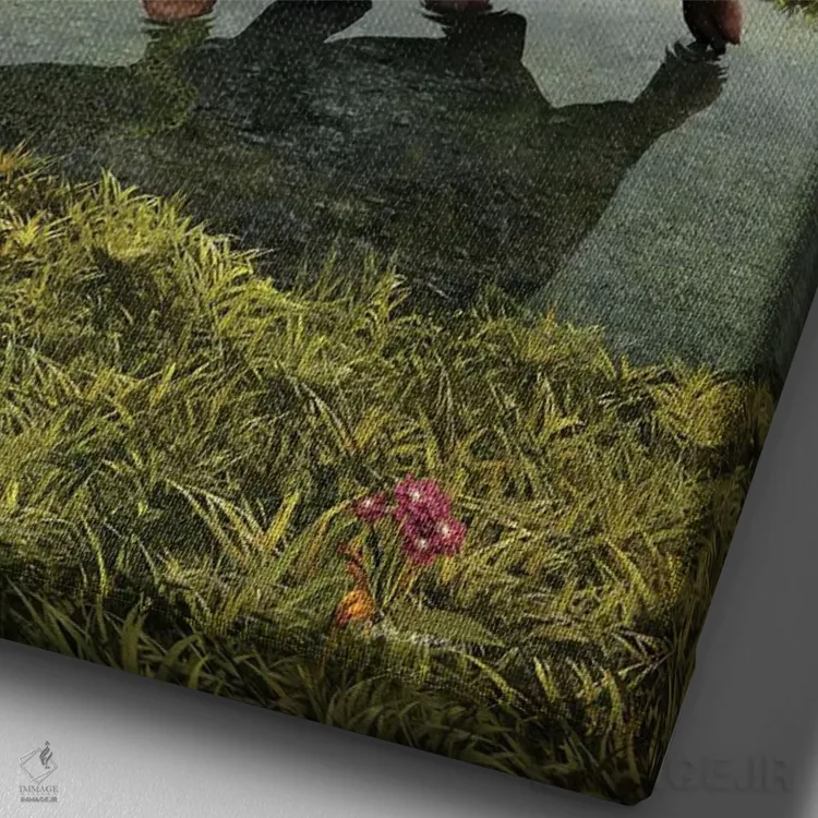 تابلو دکوراتیو هیپوی خانگی اثر سینتیا دکر - نمای نزدیک بافت بوم