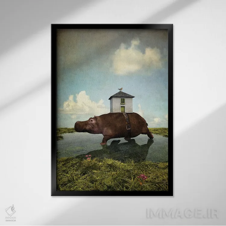 تابلو دکوراتیو هیپوی خانگی اثر سینتیا دکر - نمای قابدار مشکی