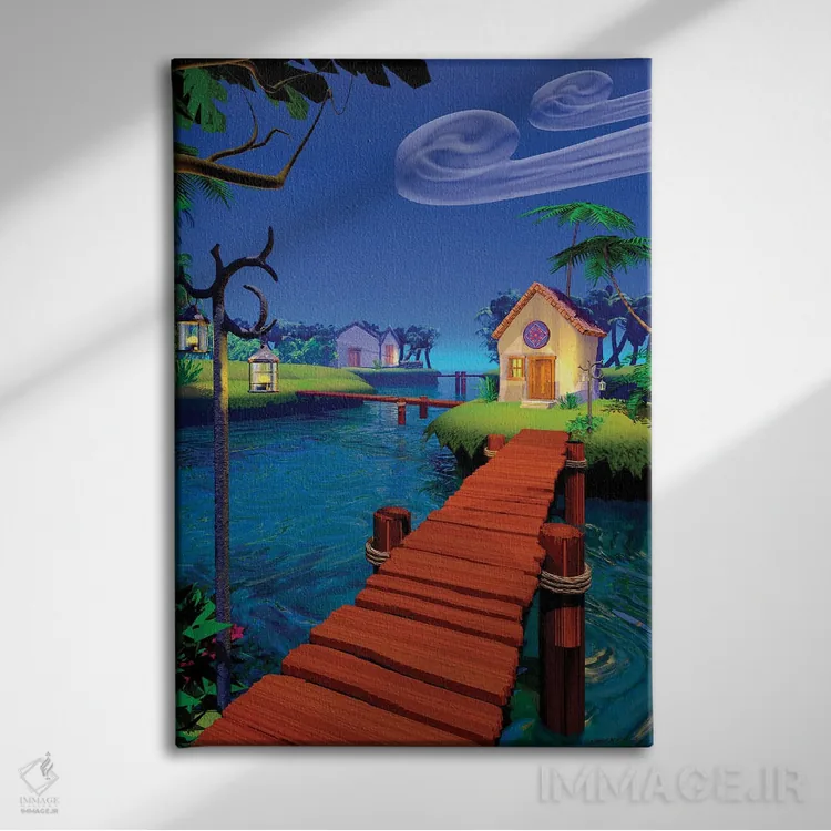 تابلو دکوراتیو تالاب اثر سینتیا دکر - نمای روبهرو روی دیوار