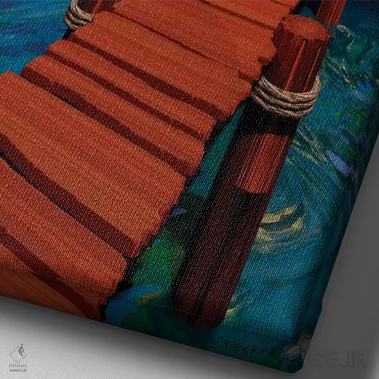 تابلو دکوراتیو تالاب اثر سینتیا دکر - نمای نزدیک بافت بوم