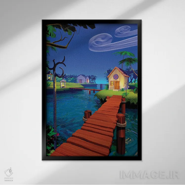 تابلو دکوراتیو تالاب اثر سینتیا دکر - نمای قابدار مشکی