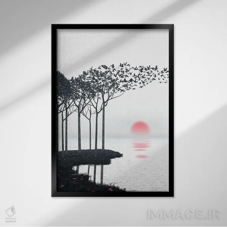 تابلو دکوراتیو آکی اثر سینتیا دکر - نمای قابدار مشکی