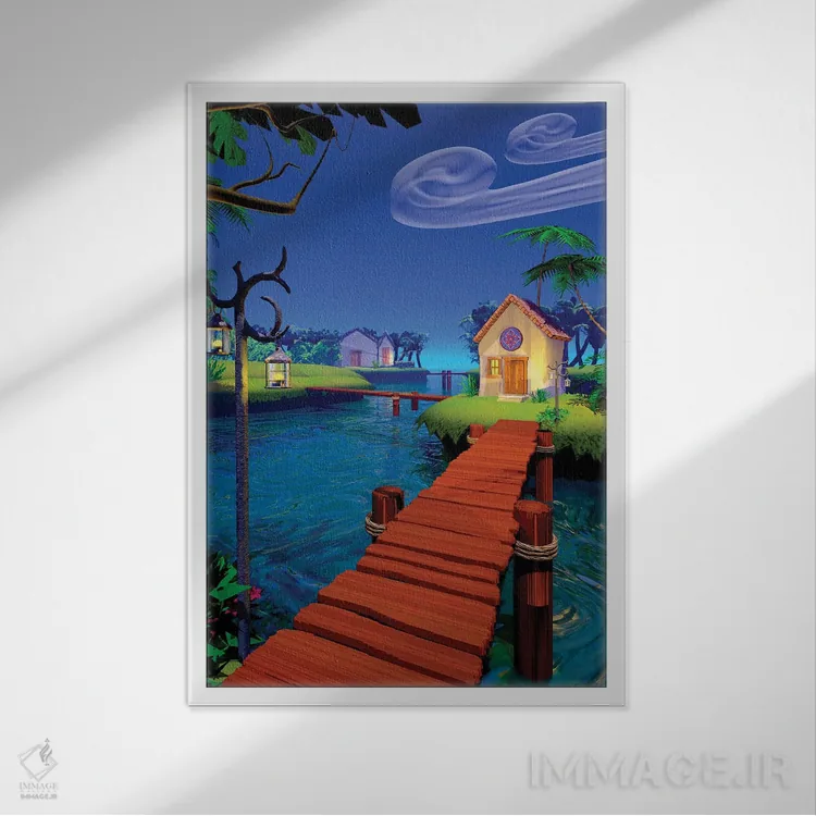 تابلو دکوراتیو تالاب اثر سینتیا دکر - نمای قابدار سفید